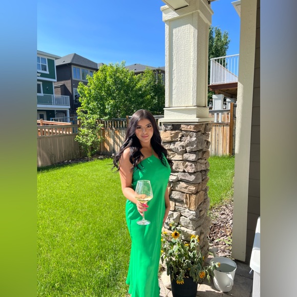 Mango asymmetric cut out serial maxi dress in bright green - Picture 5 of 5